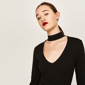 Zara Choker Effect Knit Top NWT